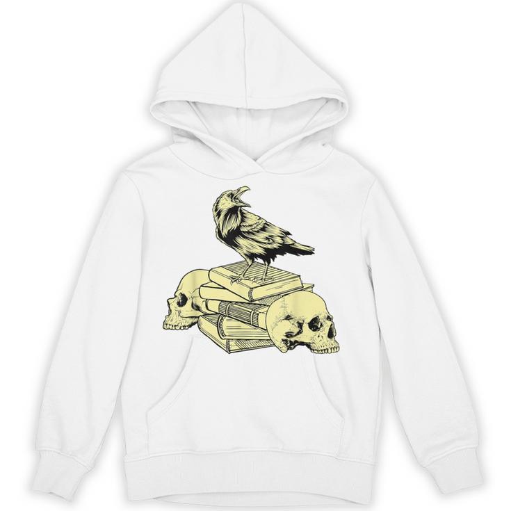 Dark Academia Aesthetic Raven Crow On Old Books Skull Goth Unisex Hoodie