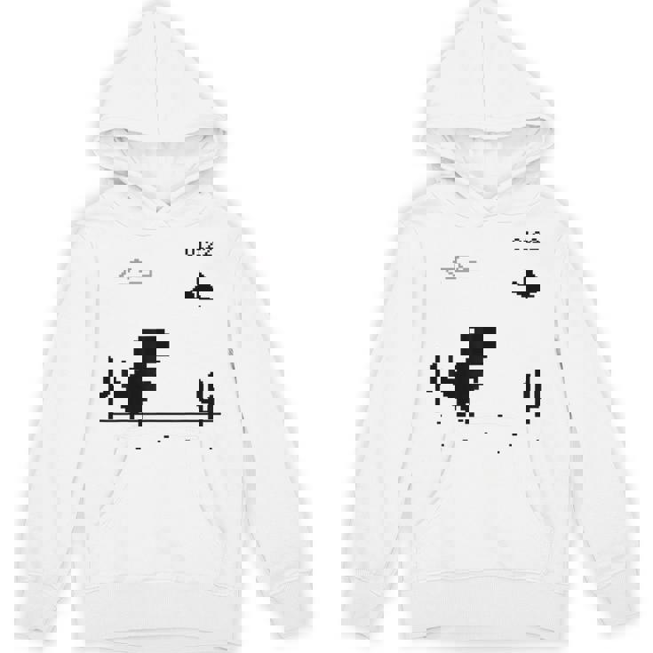 Dino T-Rex 恐竜 ピクセルゲーム インターネットなし オフライン 面白い 男性 パーカー