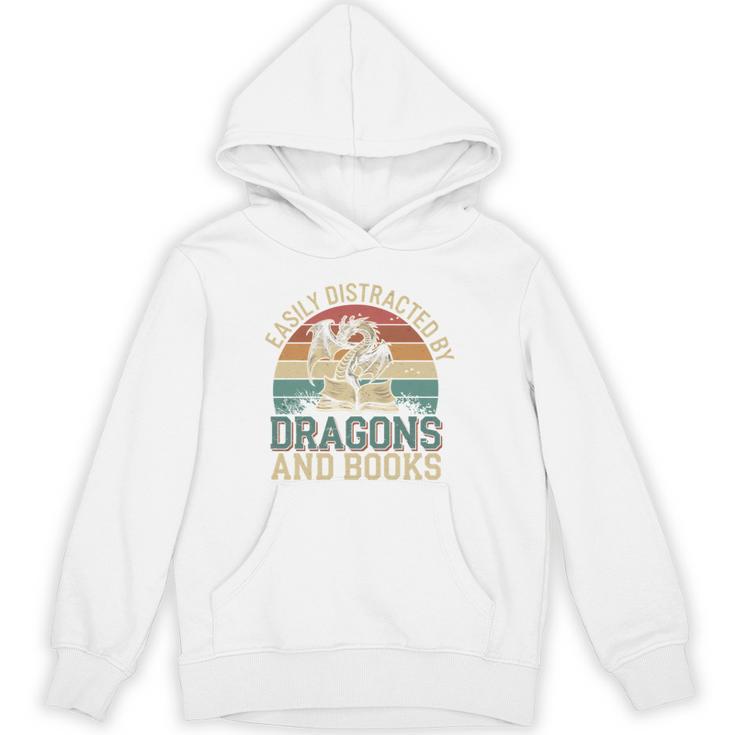 Easily Distracted By Books & Dragons Bookworm Reading Unisex Hoodie