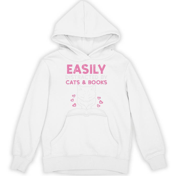 Easily Distracted By Cats Books Bookworm Women Girls Kids Performance Unisex Hoodie