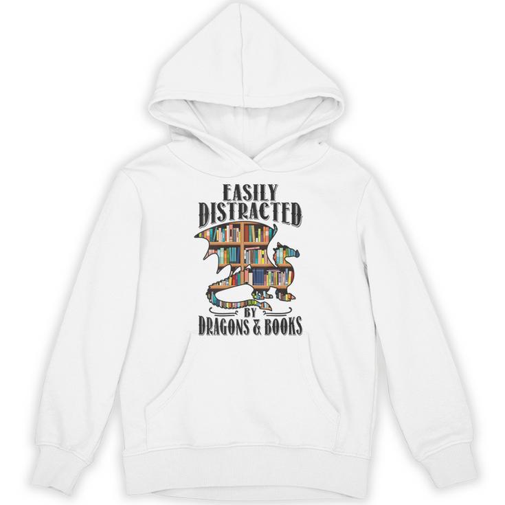 EASILY DISTRACTED BY DRAGONS & BOOKS Medieval Fantasy Reader Unisex Hoodie