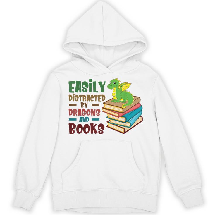 Easily Distracted By Dragons And Books Book Nerd Reading Unisex Hoodie