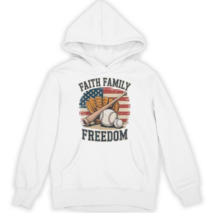 Faith Family Freedom Patriotic Christian Baseball Game Day Unisex Hoodie