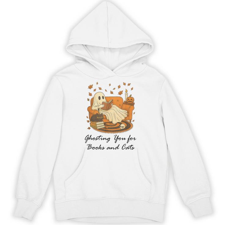 Fall Cat Ghosting You For Book Halloween Ghost Reading Unisex Hoodie