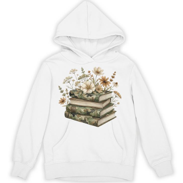 Floral Boho Flowers Books Camo Teacher Wildflowers Reading Unisex Hoodie