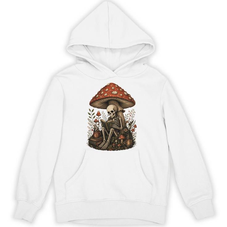 Floral Mushroom Skeleton Reading Books Gothic Humor Unisex Hoodie