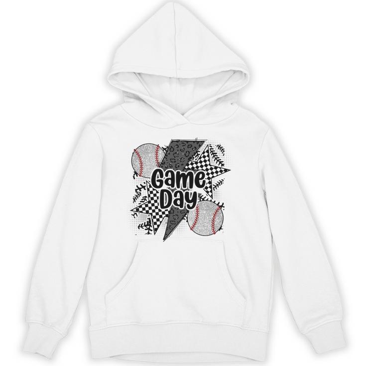 Game Day Baseball Retro Checkered Baseball Unisex Hoodie