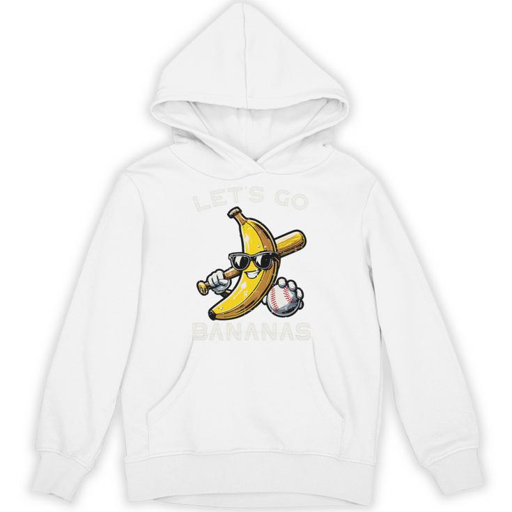 Lets Go Bananas Baseball Retro Sports Boys Kids Men Youth Premium Tri-Blend Unisex Hoodie