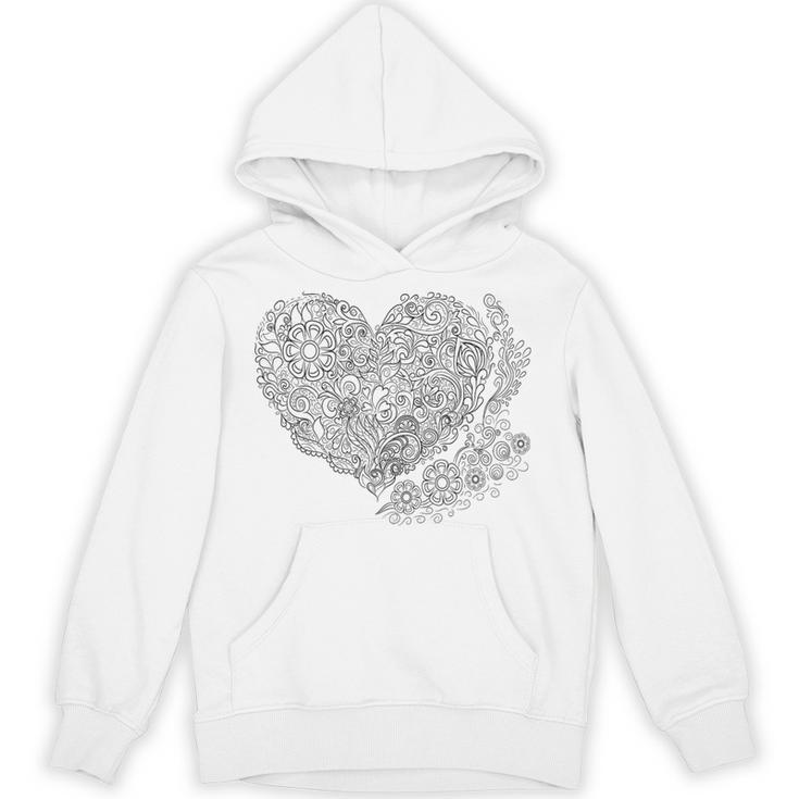 Heart Shaped Adult Coloring Book Style Fashion T Shirt Unisex Hoodie