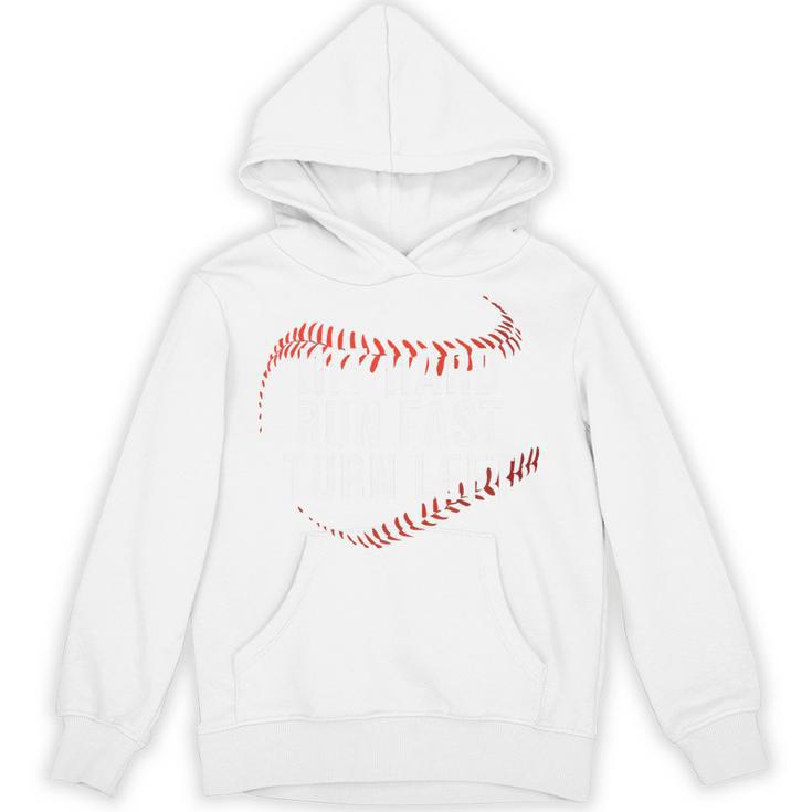 Hit Hard Run Fast Turn Left Baseball Player & Fan Premium Tri-Blend Unisex Hoodie