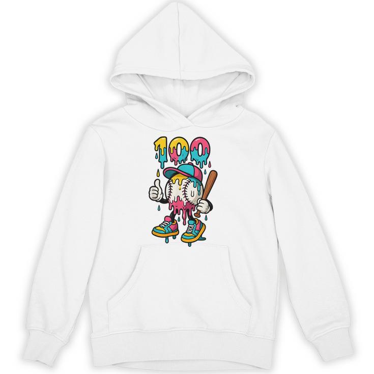 Ice Cream Drip Baseball Party 100 Days Of School Teacher Unisex Hoodie Ice Cream Drip Baseball Party 100 Days Of School Teacher Unisex Hoodie