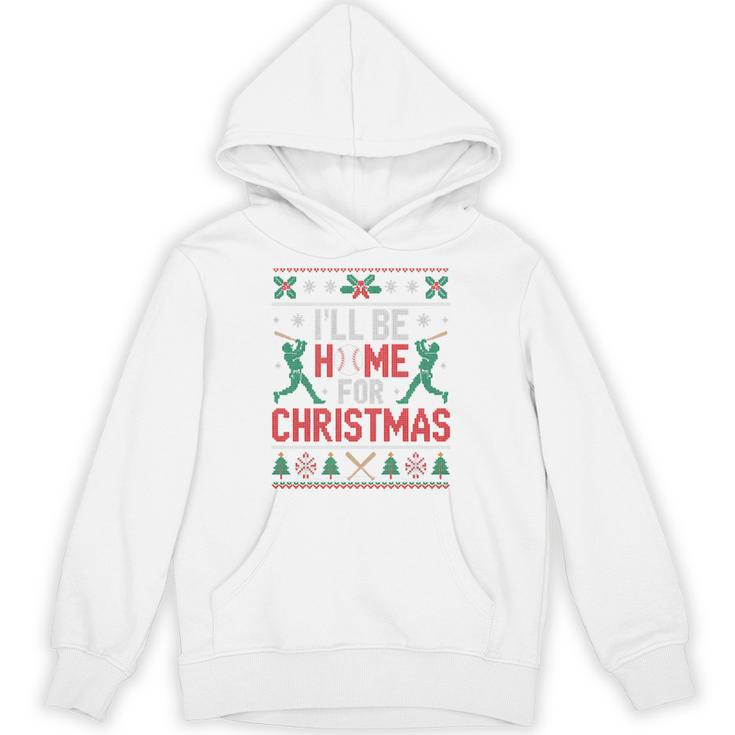 I’Ll Be Home For Christmas Baseball Ugly Sweater Art Unisex Hoodie