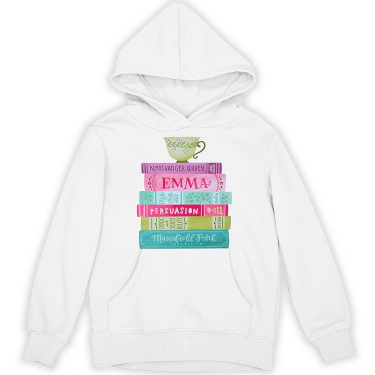 Jane Austen Book Stack Tea Fans Vintage Literary Premium Tri-Blend Unisex Hoodie