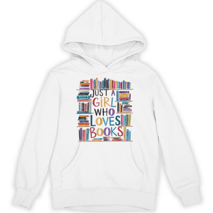 Just A Girl Who Loves Books Bookshelf Female Book Lovers Unisex Hoodie