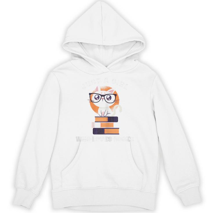 Just A Girl Who Loves Books Fun Nerd Cat Book Reading Shirt Unisex Hoodie