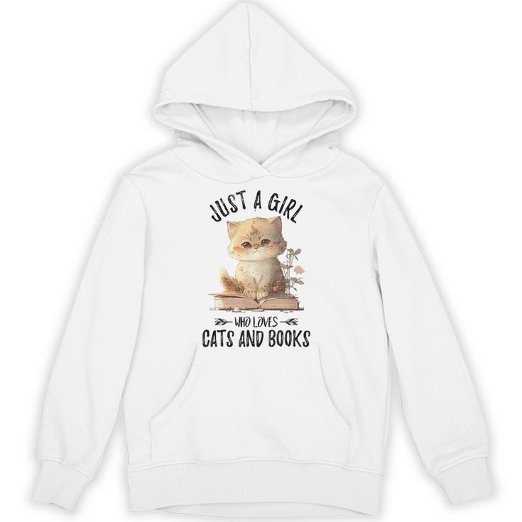 Just A Girl Who Loves Cats And Books Kitties Pet Art Lover Unisex Hoodie