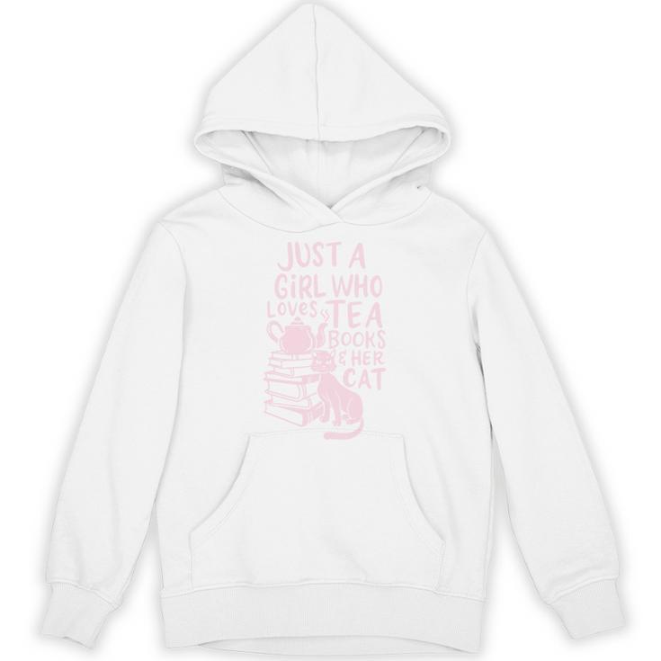 Just A Girl Who Loves Tea Books & Her Cat Cute Tea Drinker Unisex Hoodie
