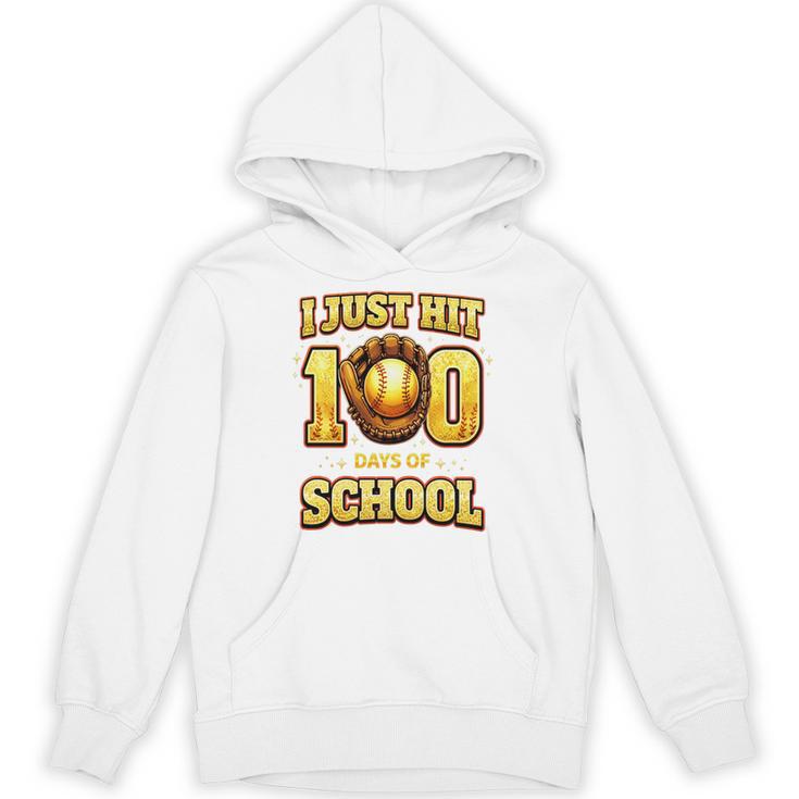 I Just Hit 100 Days Of School Baseball Boys Kids 100th Day Unisex Hoodie
