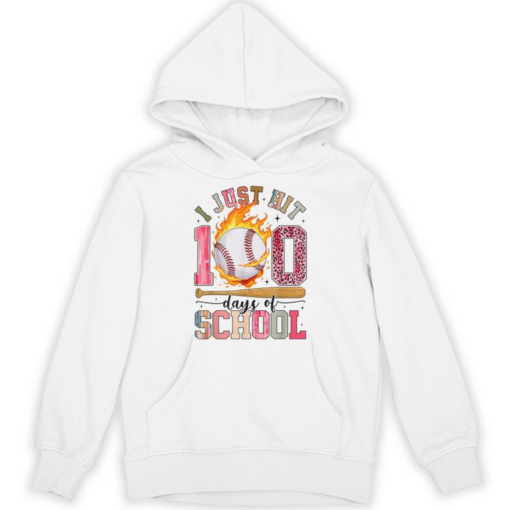 I Just Hit 100 Days Of School Baseball Lovers Fans Boys Kids Unisex Hoodie