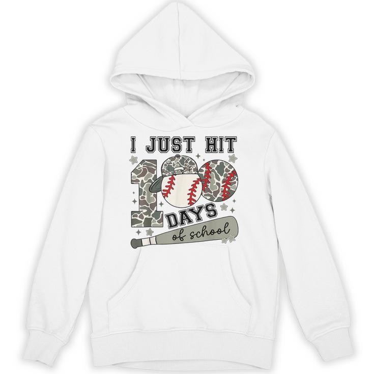 I Just Hit 100 Days Of School Teacher Baseball Boys Kids Unisex Hoodie
