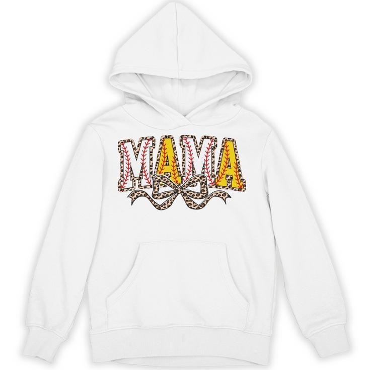 Leopard Baseball Softball Mama Bow Softball Baseball Mom Unisex Hoodie