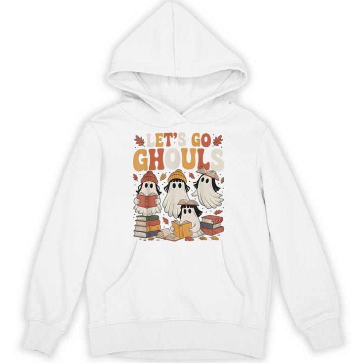 Let’s Go Ghouls Cozy Girly Ghosts Halloween Fall Book Lovers Unisex Hoodie