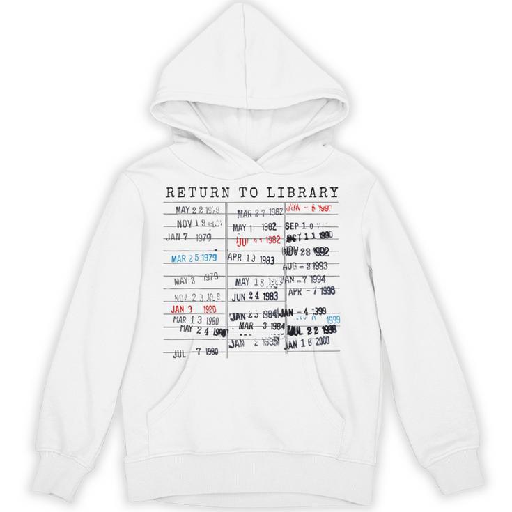 Library Card Due Date Stamp Book Lover Reading Vintage Read Unisex Hoodie