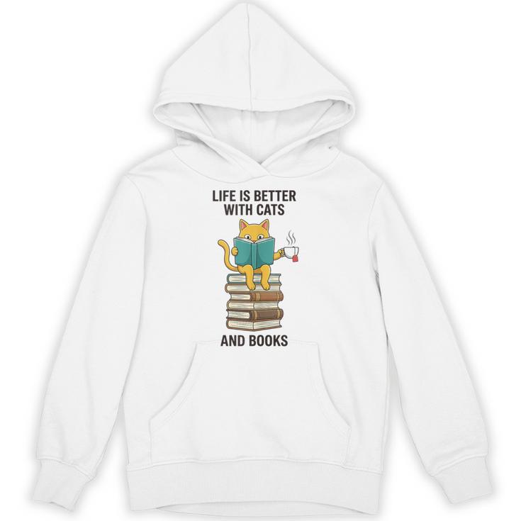 Life Is Better With Cats And Books Cat Unisex Hoodie