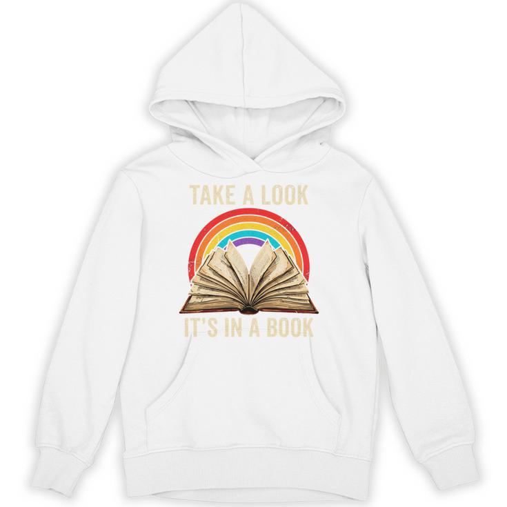 Take A Look It In A Book Retro Rainbow Reading Teacher Unisex Hoodie