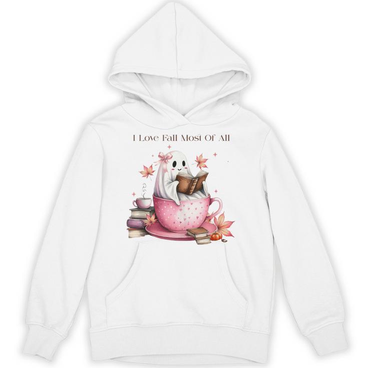 I Love Fall Most Of All Halloween Ghost Book Lover Unisex Hoodie