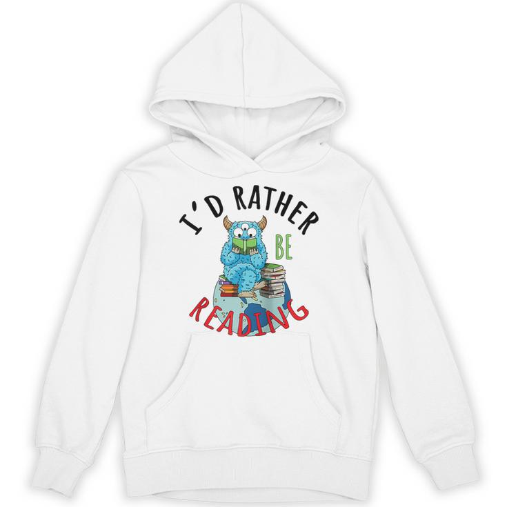Monster Love Reading Animal Book Lover I'd Rather Be Reading Raglan Baseball Tee Unisex Hoodie