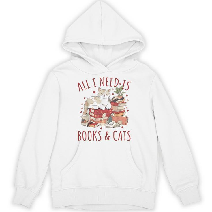 All I Need Is Books And Cats Valentines Day Reading Bookworm Unisex Hoodie