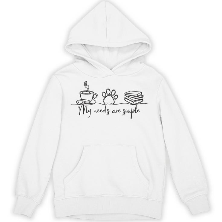 My Needs Are Simple Coffee Dog Paw Books Cozy Reading Lover Premium Tri-Blend Unisex Hoodie