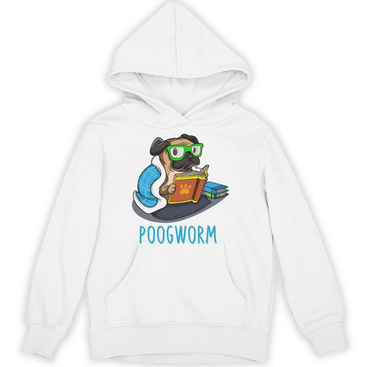 Nerdy Pug Reading Books Poogworm Pug Bookworm Unisex Hoodie