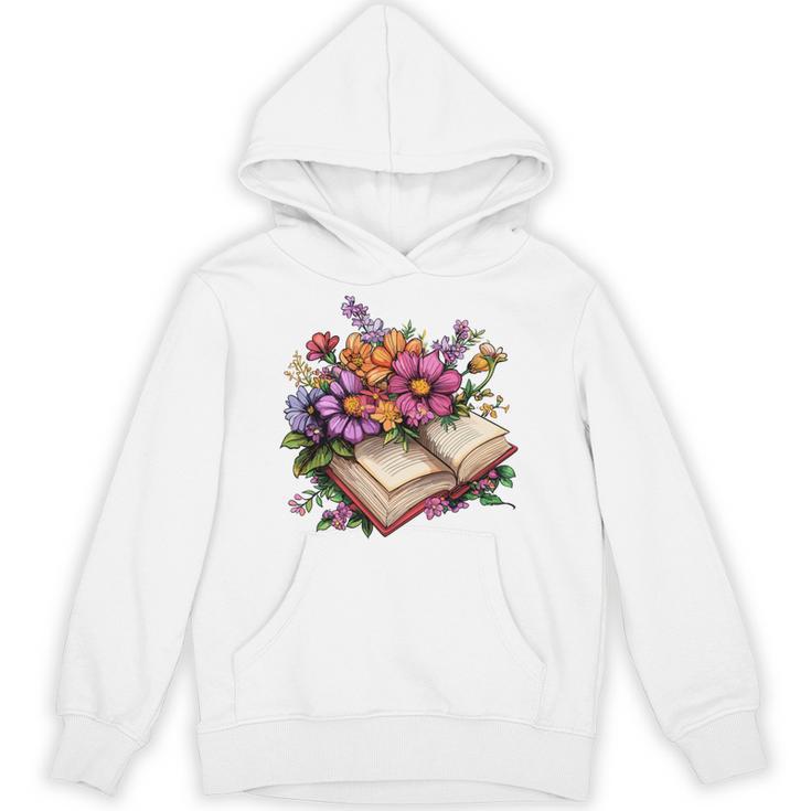 Open Book With Colorful Flowers For Readers Unisex Hoodie