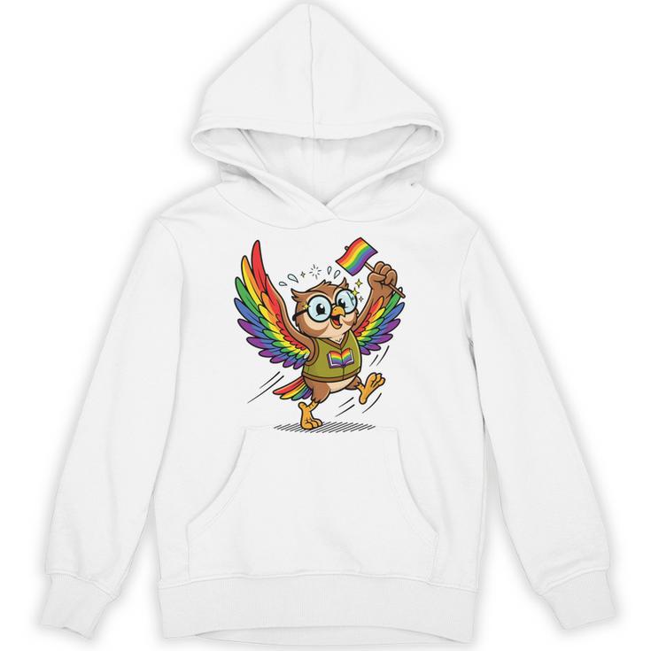 Owl With Pride Flag Book Lover Rainbow Library Unisex Hoodie