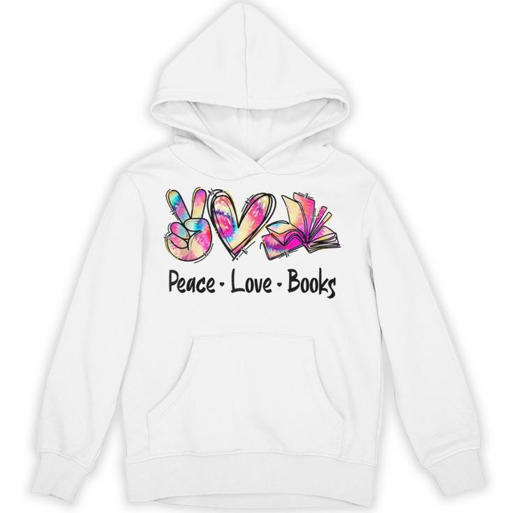 Peace Love Books Librarian Teacher Life Book Library Tie Dye Unisex Hoodie