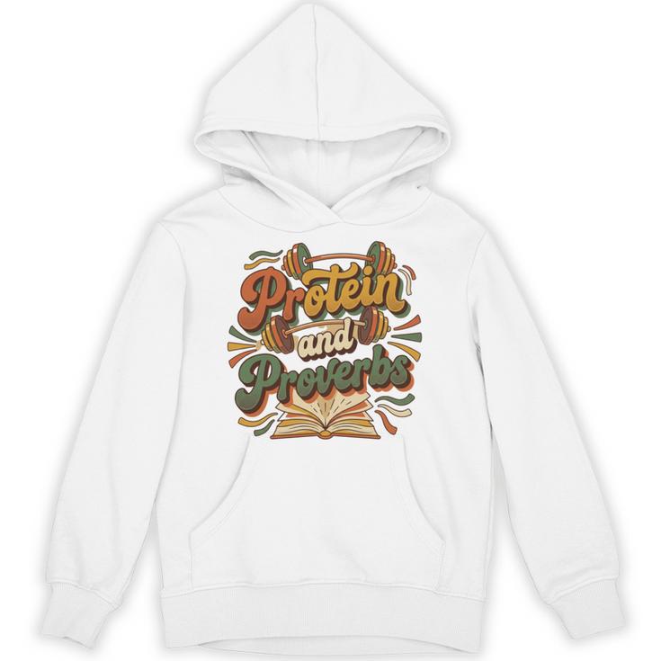 Protein And Proverbs Protein Workout Book Lover Retro Unisex Hoodie