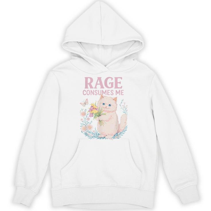 Rage Consumes Me キュート 怒っている猫 面白い 皮肉なミーム パーカー