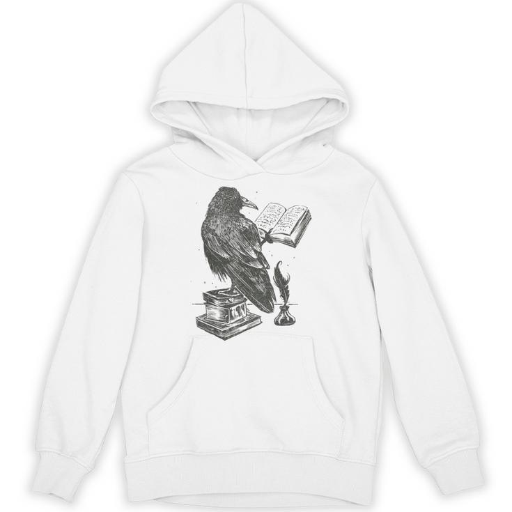 Raven Crow Reading a Magic Book Wizard Animal Bird Reader Unisex Hoodie