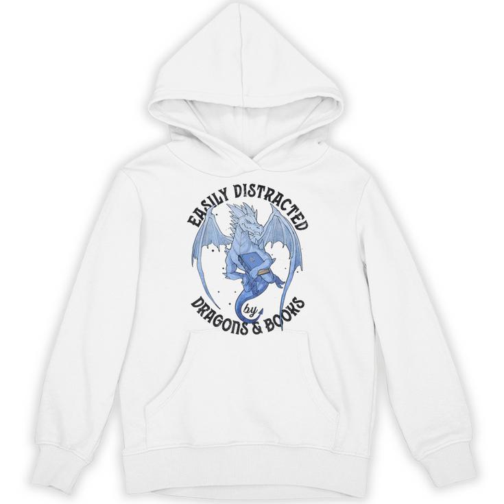Reading Easily Distracted By Dragons & Books Lover Bookworm Unisex Hoodie