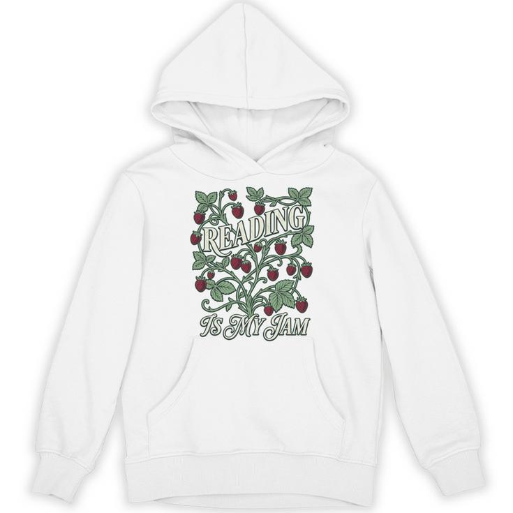 Reading Is My Jam Book Lover Botanical Strawberry Art Comfort Colors Crop Top Unisex Hoodie