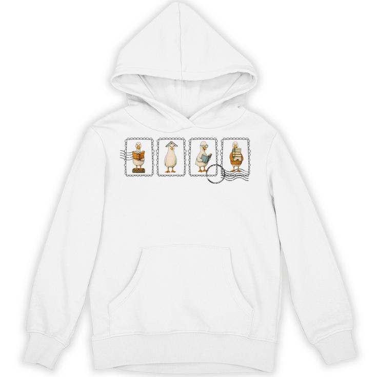 Reading Silly Goose Book Cute Bookish Teacher Stamp Unisex Hoodie