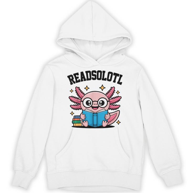 Readsolotl Pink Kawaii Axolotl Book Lover Reading Unisex Hoodie