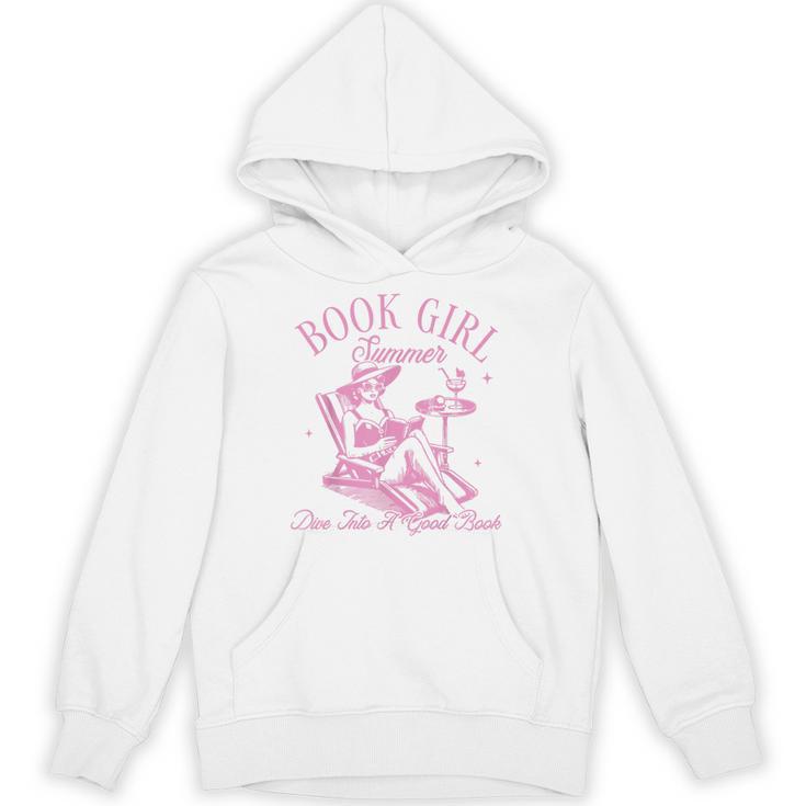 Retro Book Girl Summer Beach Vacation For Book Lover Unisex Hoodie