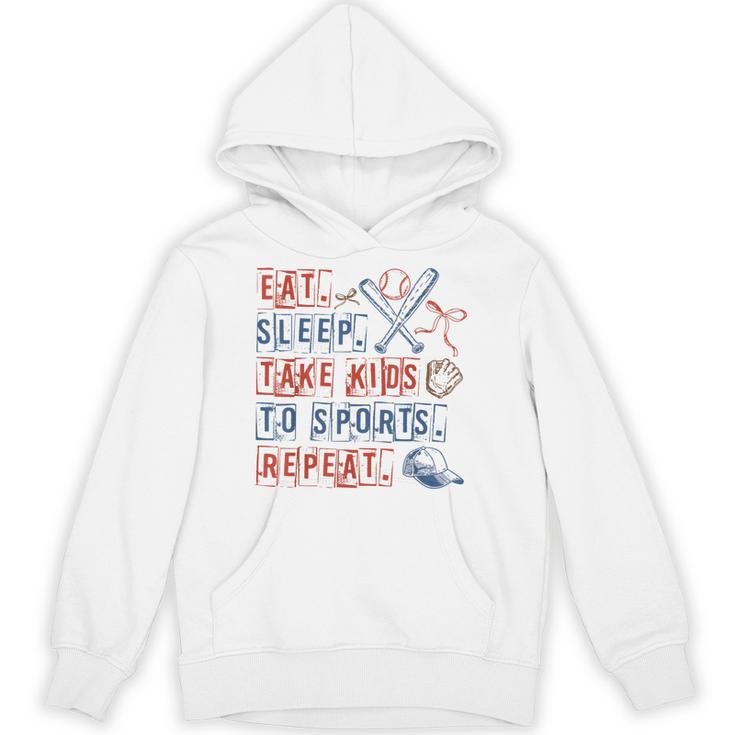 Retro Eat Sleep Take Kids To Sports Repeat Game Day Baseball Unisex Hoodie