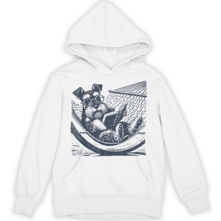 Schnauzer Hammock Reading Book Schnauzer Glasses Unisex Hoodie
