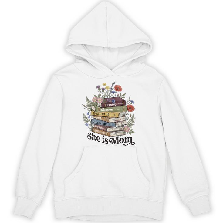 She Is Mom Christian Bible Mama Book Reading Unisex Hoodie