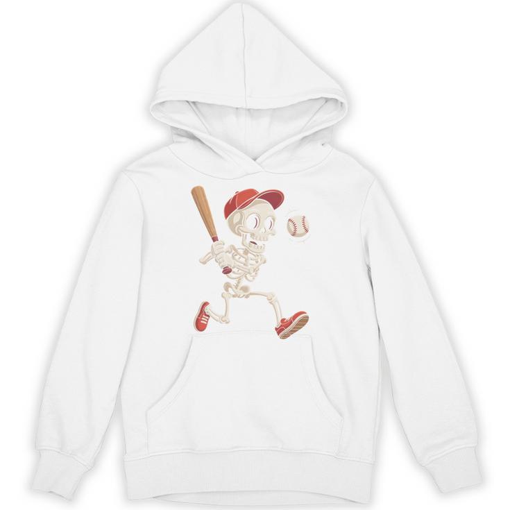 Skeleton Batting Baseball Halloween Boys Men Kids Unisex Hoodie