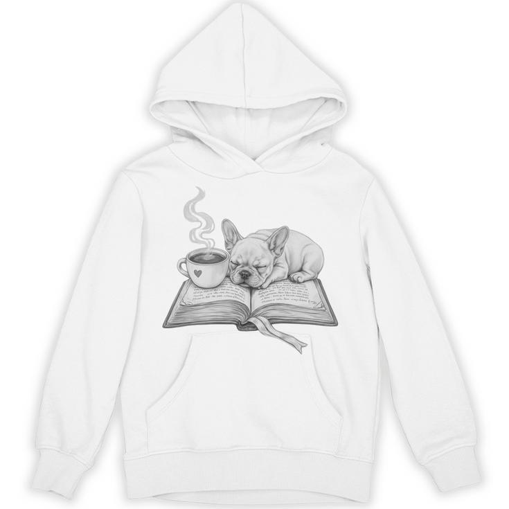 Sleepy Puppy On Open Book With Coffee For Readers Premium Tri-Blend Unisex Hoodie
